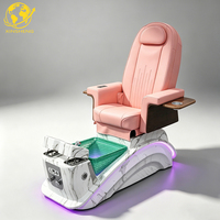 Fauteuil de pédicure de luxe haut de gamme électrique en fibre de verre inclinable pour soins des pieds et des ongles avec drainage automatique et système de jets sans tuyauterie