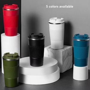 Stainless Steel Vacuum Tumbler 380/510ML Insulated Travel <b>Coffee</b> Cup with Leakproof Lid Minimalist Design Black White - Product Image 6