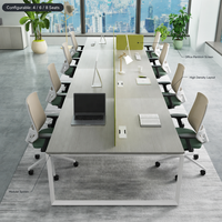 Poste de travail modulaire avec cloisons de bureau pour 4, 6 ou 8 places, idéal pour les agencements de bureaux à haute densité