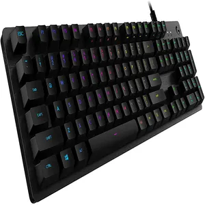 Venta al por mayor g de carbono teclado-Logitech-Teclado mecánico G512 de carbono Lightsync RGB, para videojuegos, táctil, color marrón, rojo y azul