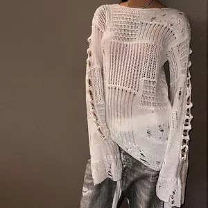 hollow out crochet summer top patterns western casual ladies long sleeve blouses 2023 women clothing