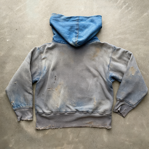 Jersey con capucha recortada de algodón personalizado Patchwork dos tonos Mineral en blanco desgastado Vintage Sun Faded Acid Wash Hoddies hombres - Product Image 2