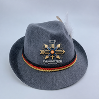 Chapeau bavarois personnalisable avec logo, plume et bande rayée, pour fêtes en extérieur, 100% polyester, unisexe, toutes saisons