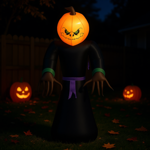 Décoration de tête de citrouille gonflable pour Halloween, décoration de jardin extérieure, matériau PVC, 6 pieds de haut, décoration de fête d'Halloween - Product Image 2
