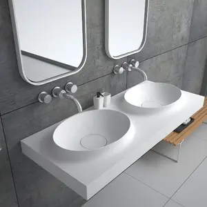 Corians sanitarios Ware lavabo de baño de piedra Artificial, lavabo de lavado colgado en la pared