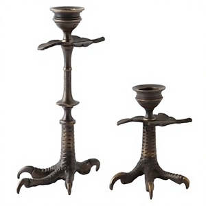 Ensemble de bougeoirs en métal Halloween, motif pied de corbeau et griffe d'oiseau, style gothique, centre de table - Product Image 1