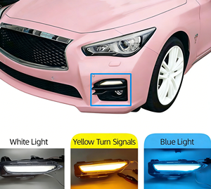 Para Infiniti Q50 V37 Skyline 400r 2014-2017, Lámpara LED Delantera para Parachoques, DRL de 2 Piezas (Intermitentes Secuenciales) - LED de Triple Color - Product Image 2
