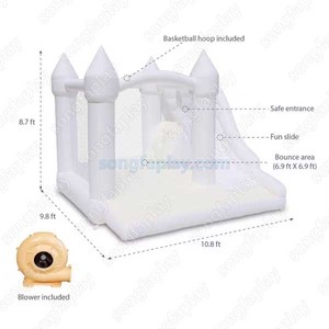 Château gonflable extérieur blanc à thème d'anniversaire avec souffleur, maison de rebond pour fête, parc de trampoline - Product Image 2