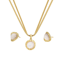 Conjunto de Joyería Gemnel de Plata 925 con Cuerda Trenzada y Madreperla, Collar de Cadena de Serpiente y Pendientes de Botón, Minimalista, Coordinado para Uso Diario