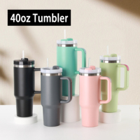 Vaso Térmico de Acero Inoxidable de Doble Pared de 40oz con Logotipo Personalizado H2.0, Taza de Viaje para Cerveza y Café con Asa y Pajita