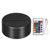 Lampe à illusion 3D à 16 couleurs, alimentée par USB ou par batterie, lumière de nuit RGB, base lumineuse LED pour acrylique