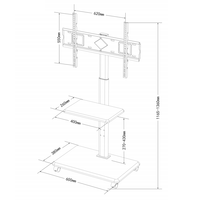 Modèle Chariot TV en bois chargement 30kgs VESA 400*600 pour 32-70 pouces chariots réglables en hauteur mobile support TV avec plateau
