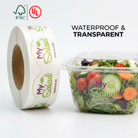 Étiquettes alimentaires transparentes imperméables en rouleau, étiquettes personnalisées imprimées pour boîtes à salade, autocollants en vinyle avec logo pour emballage