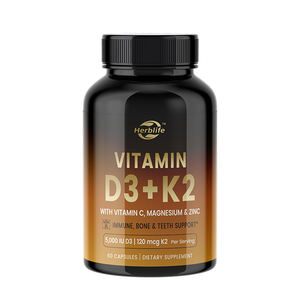 Etiqueta privada OEM Vitamina D3 K2 Magnesio 5000 IU, 120mcg K2 Cápsulas Vitamina K2 (MK7) con suplemento D3 Soporte inmunológico y óseo - Product Image 1