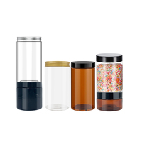 Pots de crème en plastique PET noir ambré transparent de 30ml à 1000ml avec couvercles Gamme de pots en plastique de 30ml à 1000ml