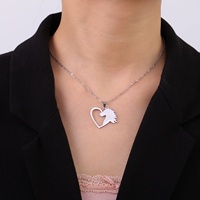 Tête de Cheval Coeur Pendentif Collier Amour Animal Collier Couple Ras Du Cou En Acier Inoxydable Bijoux Cadeau De Fête