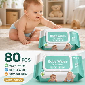 Lingettes pour bébé 80 pièces 99,9% d'eau, douces et jetables, pour la peau des nouveau-nés, OEM - Product Image 4