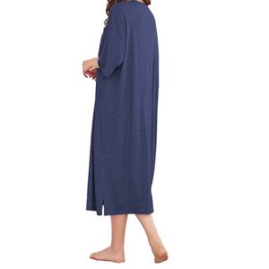 Ventes en gros de robes pour femmes personnalisées OEM, robes simples décontractées pour la maison, robes mi-longues amples et confortables pour le printemps et l'été - Product Image 2