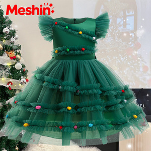 Vestido de Princesa de Malla Verde de Navidad Meshin para Niños, Vestido Formal de Tul para Cumpleaños, Fiesta, Árbol de Navidad, Unisex - Product Image 2