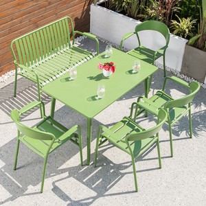 Mesa y Sillas de Aluminio para Exteriores, Estilo Nórdico, para Patio, Jardín, Cafetería al Aire Libre, Minimalistas, Impermeables y Resistentes al Sol - Product Image 4