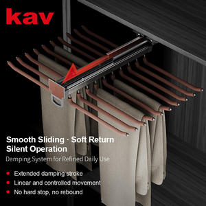 Porte-pantalons double à fermeture douce, à montage supérieur, avec glissière dissimulée pour quincaillerie de meuble de garde-robe - Product Image 3