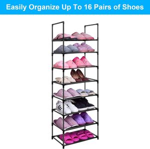 Metal Frame Double-tier Modern <b>Shoe</b> Rack Space-Saving <b>Shoe</b> Storage Organizer Non-Woven Fabric Stackable <b>Shoe</b> Shelf - Product Image 2