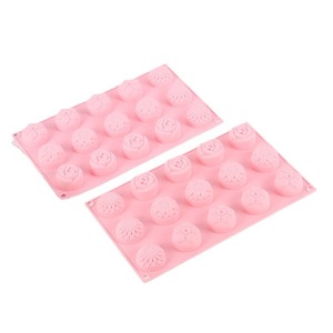Silicone Flower Cake Mold 15 Holes Pink Baking Tool For Chocolate Decorating - Product Image 1