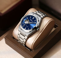 Montre-bracelet mécanique pour homme Chenxi 8856, en acier inoxydable, sportive, étanche, mouvement automatique ajouré, pour hommes