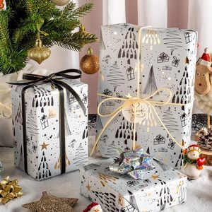 MAYPLUSS Christmas Gift <b>Wrapping</b> <b>Paper</b> 17 Inch X 33 Feet Minimalist Tree Snowy Star Metallic Foil Eco Friendly - Product Image 2