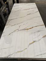 Lembaran PVC Geometris Motif Marmer Tahan Air, Pelapis Dinding Kamar Mandi Mewah Modern, Backsplash Dapur, Lapisan Panel UV untuk Penggunaan Rumah Tangga