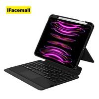 IFacemall Nueva Funda con Teclado Completo Dividido para iPad Pro 12.9, Touchpad Magnético, Retroiluminación RGB, Funda Protectora Inalámbrica de 2.4Ghz