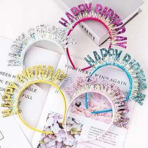 مجموعة عصابات رأس ملونة ولامعة وخفيفة الوزن للأطفال مناسبة لأعياد الميلاد مع قبعة عيد ميلاد للزينة، صناعة صينية لحفلات أعياد الميلاد - Product Image 1