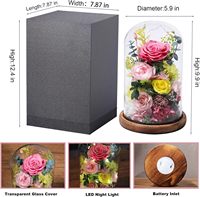 Rose Éternelle Sous Cloche en Verre - Cadeau d'Anniversaire pour Femme, Grand-Mère, Amies, Décoration d'Intérieur 5.9"D X 5.9"W X 9.9"H