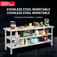 Table de travail en acier inoxydable SUS304, robuste, banc de travail commercial avec pieds réglables pour cuisine professionnelle et laboratoire