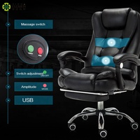 Chaise de bureau ergonomique de Massage de chaise tournante en cuir noir confortable avec le repose-pieds