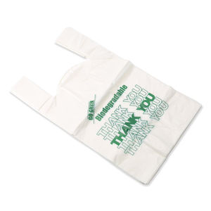 Vente en gros de sacs de courses économiques et réutilisables sacs d'épicerie en plastique PE sacs de T-shirt sacs en plastique avec logos - Product Image 1