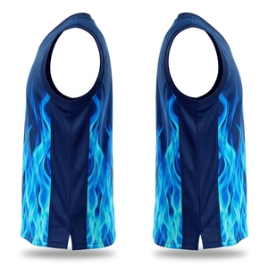 Maillot de basketball unisexe en polyester interlock 180 GSM de qualité supérieure, personnalisé avec impression numérique sur sergé, respirant, sans manches, col intégré - Product Image 5