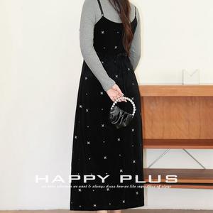 เดรสสายเดี่ยวปักลายกำมะหยี่ทรงเอไลน์ รันฉี ไซส์พลัสสำหรับผู้หญิง คอกลม เอวธรรมชาติ ยาว สีดำ สีเทา ชุดชั้นในสีพื้น - Product Image 5
