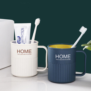 Cross-border couple <b>toothbrush</b> cup, mouthwash cup, creative household plastic cup <b>with</b> handle, Nordic two-tone wash cup. - Product Image 2