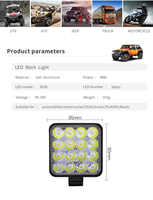 Lampe de travail DXZ Factory 3 pouces 16 LED 20W |   6000K 4800LM Étanche Certifié CE Garantie 1 an pour les camions tout-terrain 4x4 9V-80V