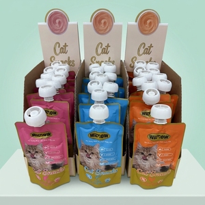 Cibo <span class=keywords><strong>Umido</strong></span> per Gatti Biologico Certificato con <span class=keywords><strong>Salmone</strong></span> e Pollo ad Alto Contenuto Proteico, Etichetta Privata, Prezzo all'Ingrosso, Confezione da 90g, Snack Gustosi per Animali Domestici - Product Image 1