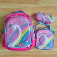 Ensemble de 3 sacs d'école 3D pour enfants, motif dessin animé, doublure en nylon, fermeture éclair, léger, protection thermique de la colonne vertébrale, pour élèves du primaire