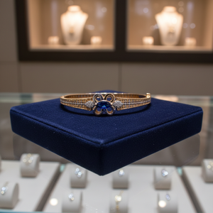 Brazalete de lujo con diamantes de oro y piedras preciosas de zafiro azul, joyería fina para mujer, elegante regalo de aniversario de boda - Product Image 2