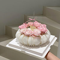 Reusable Eco-Friendly Circle Pink Wafer Paper Birthday Cake Topper Flower Rice Paper Happy Birthday Decoration