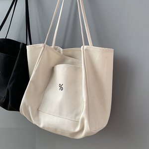 Sac en toile unique et nouveau pour femmes, style européen, simple, grande capacité, adapté aux étudiants, tissu épaissi, été <span class=keywords><strong>2022</strong></span> - Product Image 5