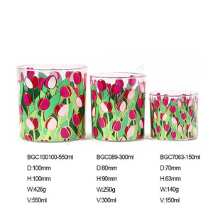 <span class=keywords><strong>Portacandele</strong></span> Creativo e Chic con Decalcomania Floreale, Vaso Unico in <span class=keywords><strong>Vetro</strong></span> per Candele, Ideale per Bomboniere di Matrimonio e Regali Festivi, Decorazione per la Casa - Product Image 2
