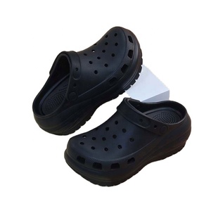 Sabots noirs à bout fermé pour femmes, semelle épaisse en EVA, soutien de la voûte plantaire, antidérapants, dessus en plastique, semelle extérieure en caoutchouc, pantoufles toutes saisons - Product Image 1