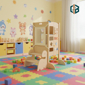 Torre <span class=keywords><strong>de</strong></span> aprendizaje Montessori plegable <span class=keywords><strong>de</strong></span> madera <span class=keywords><strong>de</strong></span> bambú para niños, ayudante <span class=keywords><strong>de</strong></span> <span class=keywords><strong>cocina</strong></span> con pizarra, taburete seguro, venta al por mayor, personalizado - Product Image 3