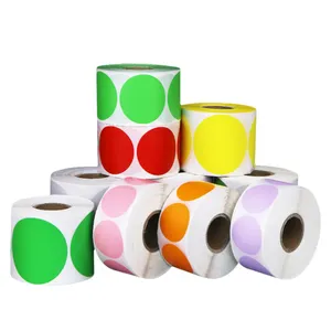 Custom Self Adhesive Colored Circle Code Dot Direct Thermal Sticker Label Round Thermal Label Roll
