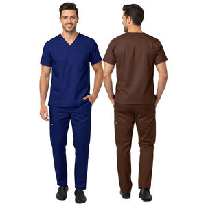 Ensemble de blouses médicales rouge vin, uniforme confortable en deux pièces, tissu respirant, haut à col en V et pantalon à taille élastique pour les soins de santé - Product Image 6